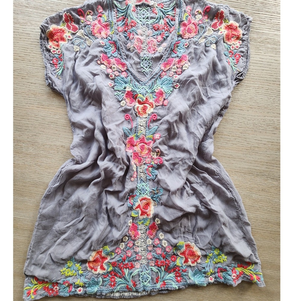 Johnny Was Heidi Floral Embroidered Tunic Dres. Boho Floral Fairycore Whimsical